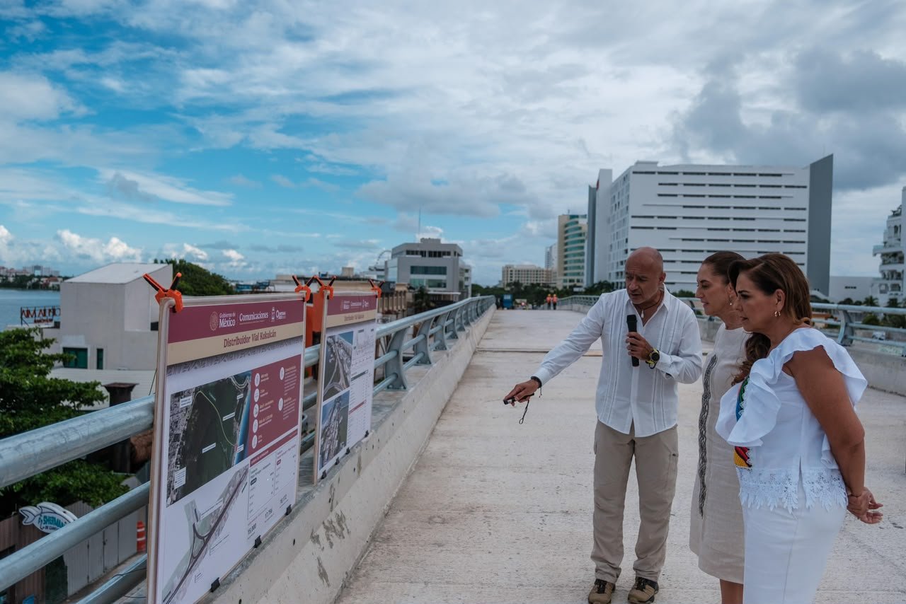 Supervisa Claudia Sheinbaum avance de obras del Distribuidor Kukulcán.